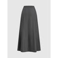 thumbnail image 3 of Women's High Waist Grey A-Line Midi Skirt with Double Pearl Chain Detail Flowy Office Casual Skirt, 3 of 6