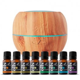 Ultrasonic Oil Diffuser Set + 16 Pure Essential Oils (10mL) Natural Aromatherapy