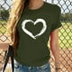 thumbnail image 1 of ICHUANYI Clearance Women Short Sleeves Crewneck Heart-shaped Print Casual Tops Blouse T-shirt(Army Green, L) ICHUANYI WER2023080701569, 1 of 9