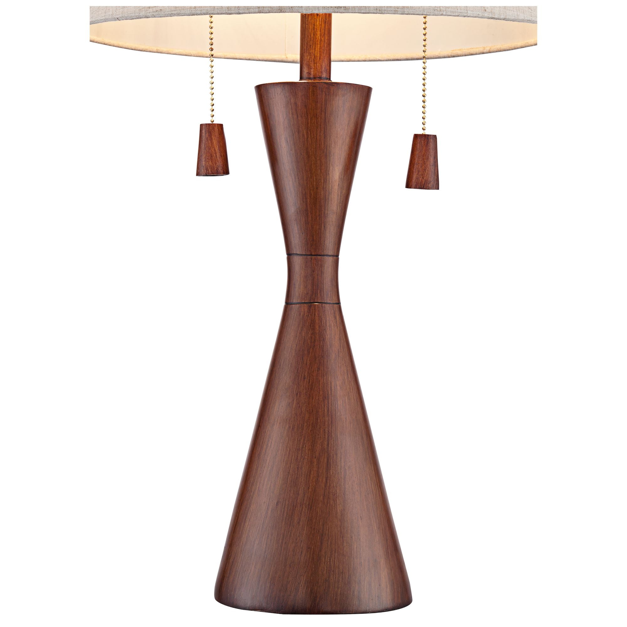 360 Lighting Omar Modern Table Lamp 28 3/4" Tall Warm Brown Wood Hourglass Oatmeal Fabric Drum Shade for Bedroom Living Room Bedside Nightstand Office