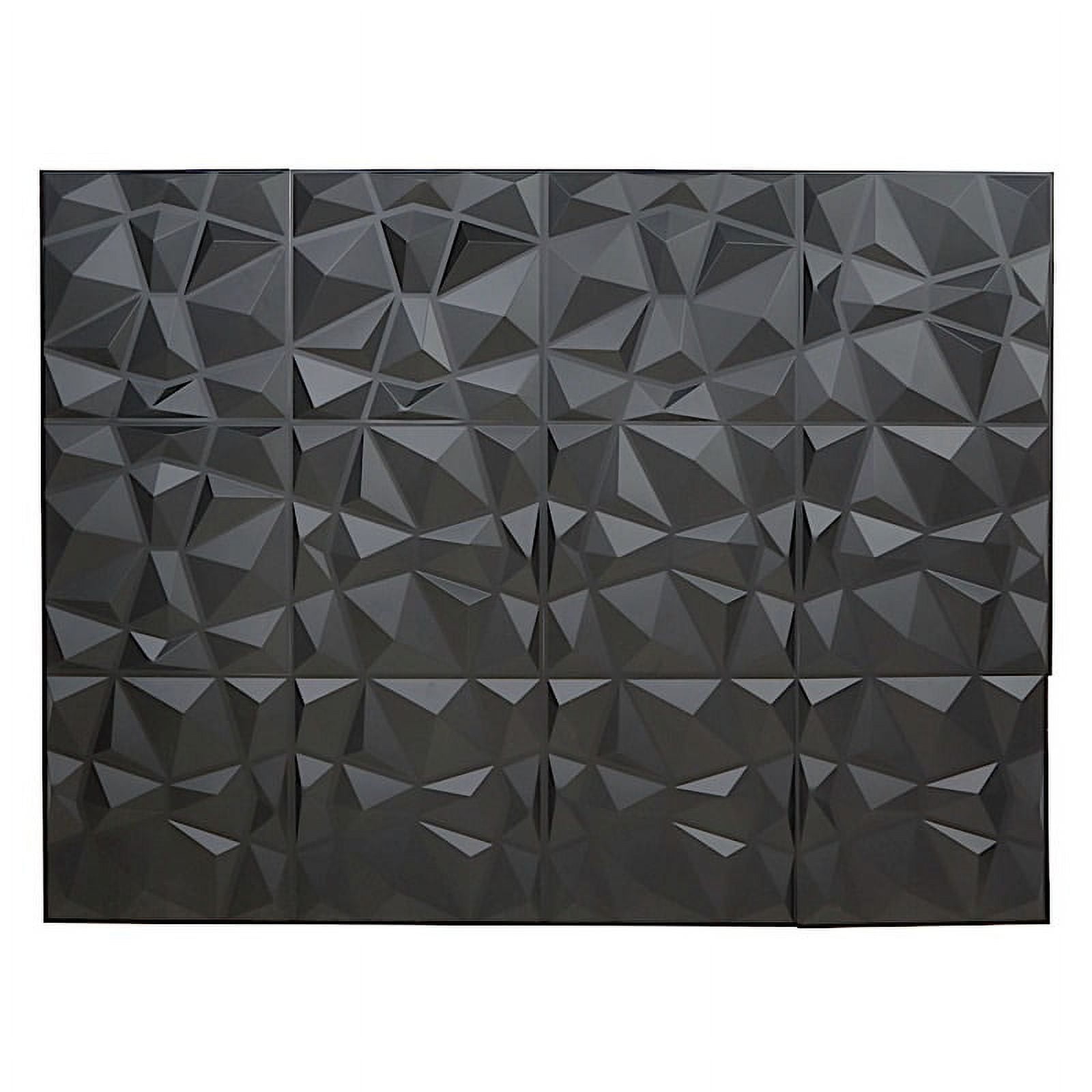 BalsaCircle 12 Matte Black 20x20" Square 3D Diamond Textured PVC Stick On Wall Panels Party Events Home Decorations