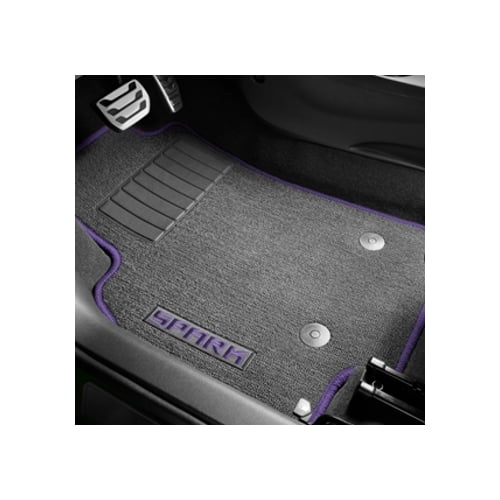 GM 42392373 Front and Rear Carpet Floor Mats Chevrolet Spark Black W/ Violet Stitching