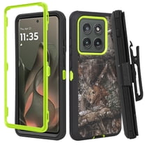 For Motorola Edge 2025 Case Military Grade Belt Clip Holster, Heavy Duty Kickstand Cover Camo Green