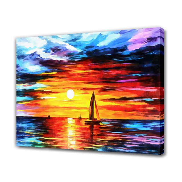 Póster en lienzo con paisaje de barcos al atardecer en el mar, decoración para dormitorio, paisaje deportivo, decoración para oficina, regalo, estilo marco, 20 x 30 cm