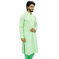 thumbnail image 3 of Atasi Men's Green Regular Cotton Long Kurta Ethnic Indian Designer Shirt-Small, 3 of 8