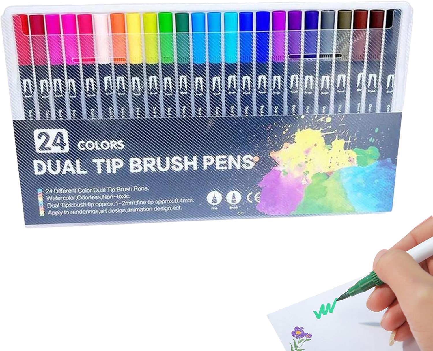 Dual Brush Marker Pens, 24 /48/60Colors Art Markers with Fine and Brush Tip Coloring Markers, Marker for Journaling Calligraphy Drawing Sketching Doodling Illustrating