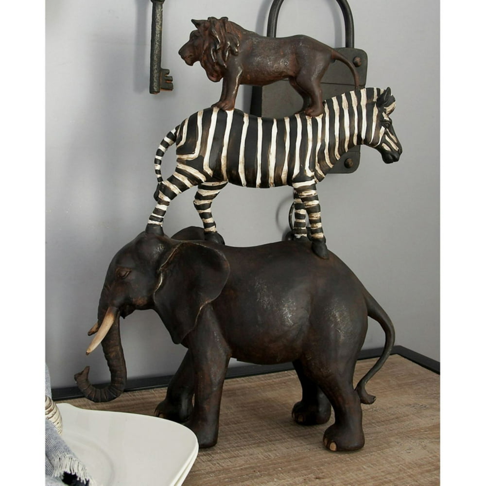 Poly Stone African Animals Stack Of Elephant, Zebra And Lion Walmart