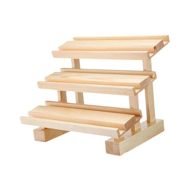 kowaku Wood Display Stand Product Stand Rectangle 3 Ladder Display Stand for Conutertop