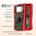 thumbnail image 5 of TKDMR Digital Multimeter Tester 1999 Counts with DC AC Voltmeter and Ohm Volt Amp Meter; Measures Voltage, Current, Resistance, Continuity and Diode, black、red, 5 of 9