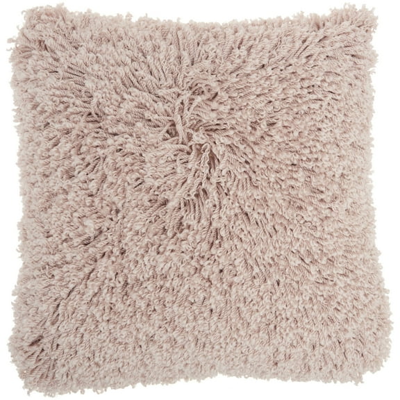 Mina Victory Curly Shag 20" x 20" Blush Indoor Throw Pillow