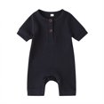 thumbnail image 2 of Infant Baby Romper One Piece Jumpsuits Bodysuit Knitted Rib Short Sleeves Summer Outfits 0-18 M, 2 of 5