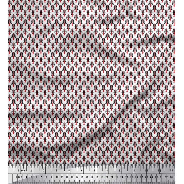 Soimoi Cotton Voile Fabric Tree Small Print Fabric by The Yard 56 Inch Wide