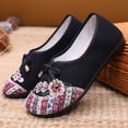 thumbnail image 3 of Floral Embroidered Dress Shoes for Women Comfortable Wide Toe Box Loafers Lightweight Canvas Casual Mary Jane Ballet Flat Black Size 8.5, 3 of 6