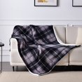 thumbnail image 5 of Sherpa Plaid Fleece Throw Blanket, Double-Sided Super Soft Luxurious Bedding Blanket 90 x 90 inches, Grey, 5 of 10