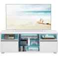 thumbnail image 1 of TV Console for Bedroom Living Room Furniture 2 Cabinets With Doors 63-Inch Long TV Stand With LED Lights for TVs Up to 70 Inch My Lux Decor Round, 1 of 8