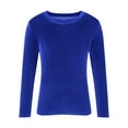thumbnail image 5 of VINUSLI Velvet Top for Women Crewneck Pullover Fall Fashion Velour Shirts Plus Size Long Sleeve Dressy Casaul Blouses Blue,L, 5 of 6