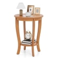 thumbnail image 1 of Costway 1 PCS Table d'Appoint à 2 Niveaux 18 Pouces Ronde Compacte Table de Chevet de Canapé avec Tablette de Rangement Brun Clair, 1 of 9