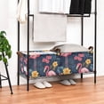 thumbnail image 3 of Yayeee Foldable Storage Basket for Shelves with Handles Waterproof Cloth Bins, Red Floral Flamingo, 3 of 7