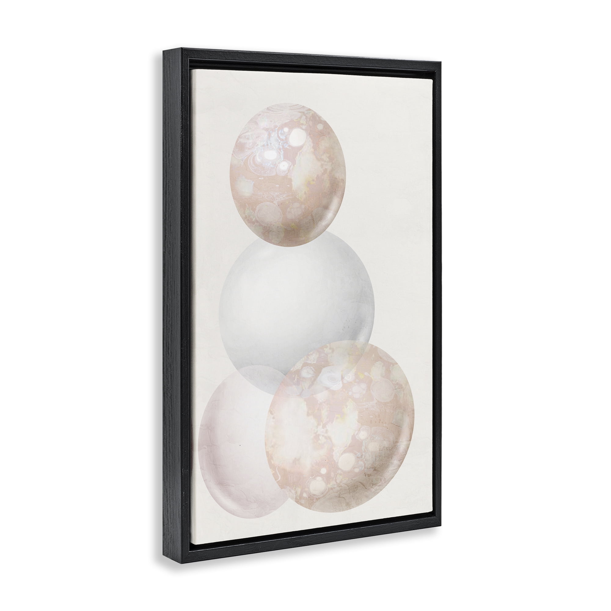 Stupell Industries Subtle Orbs Shapes Abstract Painting Black Floater Framed Canvas Art Print Wall Art, 21 x 31