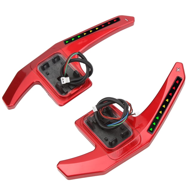LED Paddle Shifter, Steering Wheel Paddle 11 LED Light Adjustable Precise 165mm With OBD Box Connection Cable For Vehicle Black,Red