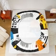 thumbnail image 5 of Homewish Kawaii Elephant Lions Bed Sheets,Zoo Animal Griaffe Zebra King Sheets,White Black Striped Sheet Set For Boys Girls,Microfiber Bedroom Decor,4 Pieces, 5 of 7