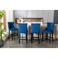 thumbnail image 7 of Velvet Bar Stools Set of 2, Upholstered Counter Height Bar Chair with Rivet and Button Trim, Bar Stool with Back and Footrest, for Dining Room, Kitchen, Pub, Blue, 7 of 7