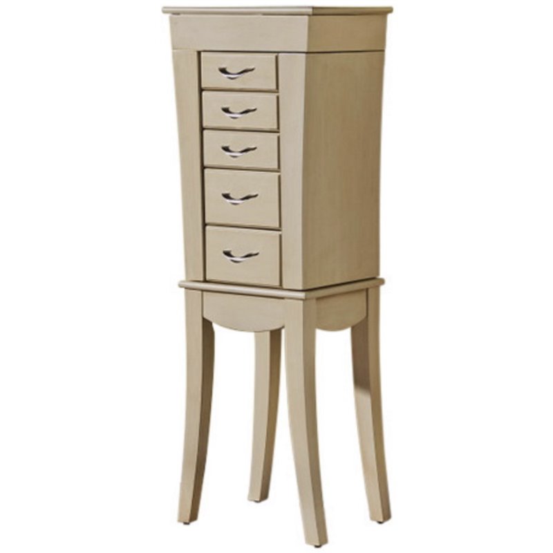 W Unlimited Paris 5 Drawer Wooden Jewelry Armoire in White