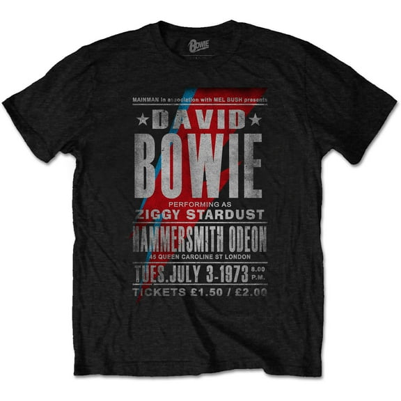 Men's David Bowie Hammersmith Odeon Slim Fit T-shirt Small Black