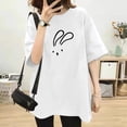 thumbnail image 2 of Women T-Shirt Casual Loose Solid Color Shirt with Crew Neck and Sleeved Drop, 2 of 3