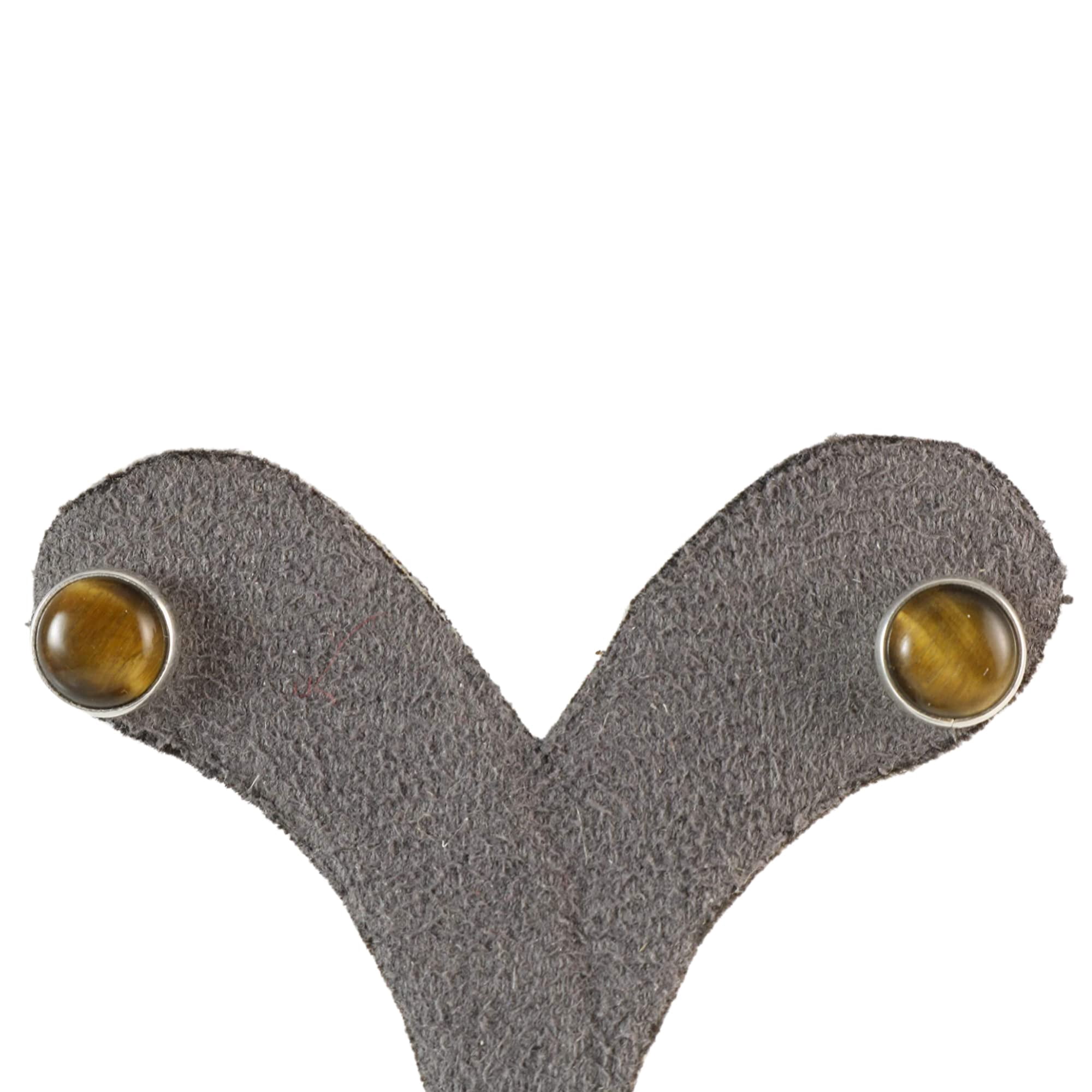 Echmeck Sterling Silver 925 Round Natural Brown Tiger Eye 9mm Handmade Stud Earrings for Women and Men