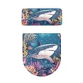 thumbnail image 2 of HELLHERO Toilet Lid Dust Cover Set Stretchy Fabric for Toilet Washable Toilet Seat Lid Cover Set, Shark Among Coral Reefs, 2 of 7