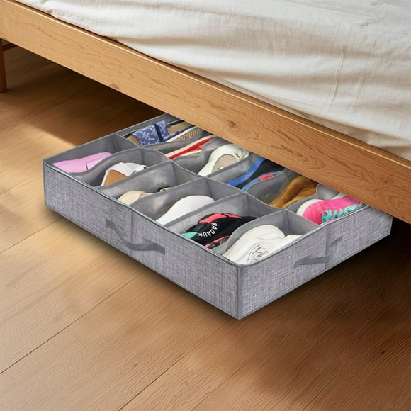 Home Textile Storage Under Bed Shoe Cabinet for 24 Pairs with Transparent Cover and Bedding Organization Solution
