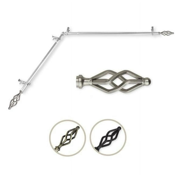 Central Design 4841-285-CORNER 0.812 in. Dia. Vinci Corner Curtain Rod, Satin Nickel - 28-48 in.