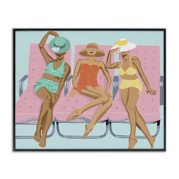 Stupell Industries Contemporary Glam Beach Friends Black Framed Giclee Art, 14 x 11, by Jen Bucheli