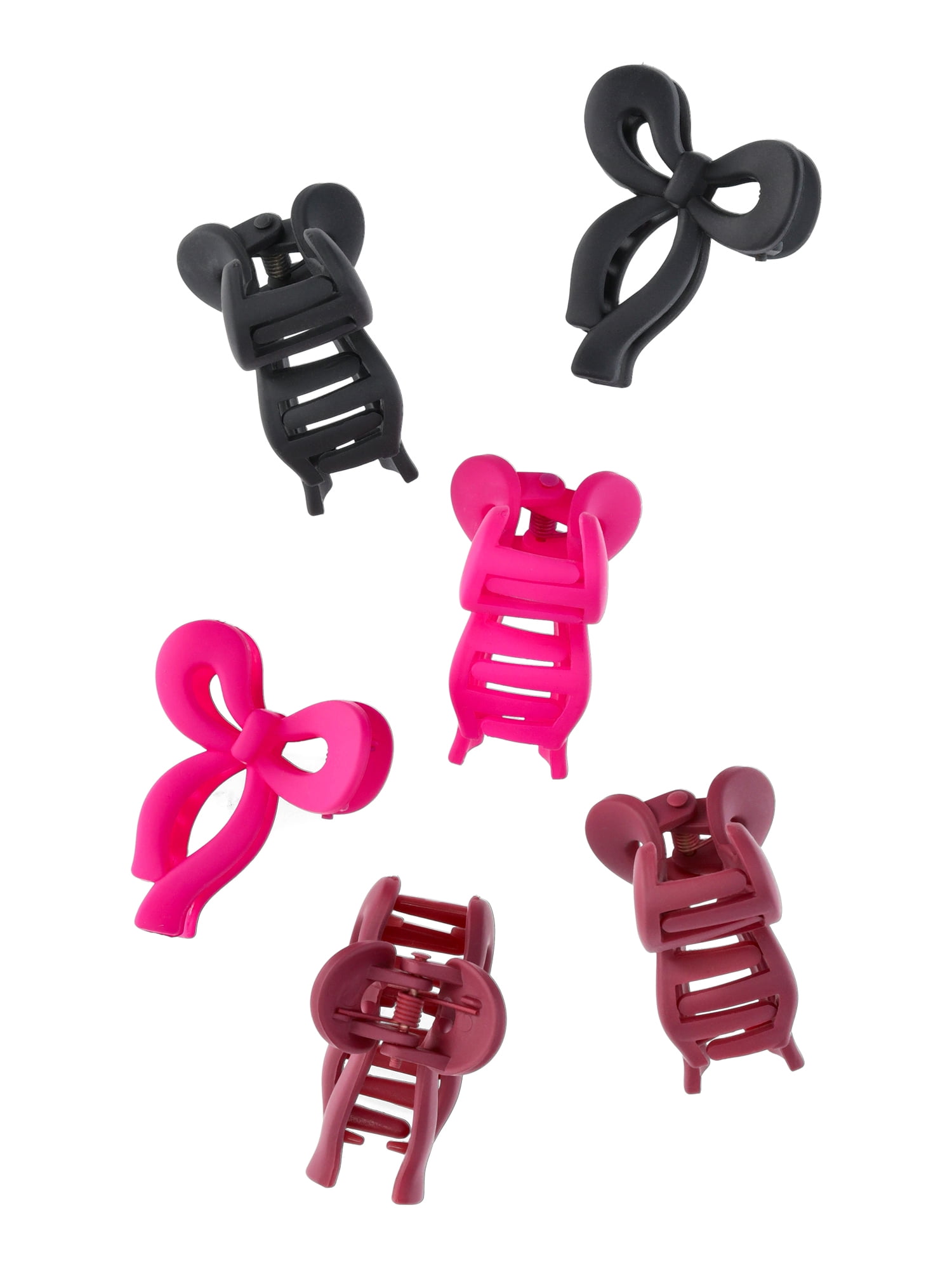 Wonder Nation Girls' Mini Bow Hair Claw Clip Set, 6-Piece