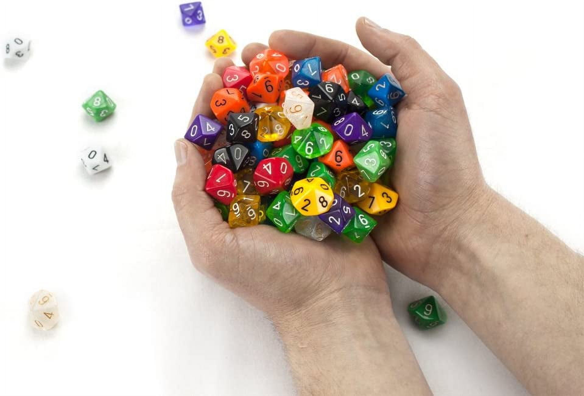 Wiz Dice 100+ Pack of Random D10 Polyhedral Dice in Multiple Colors