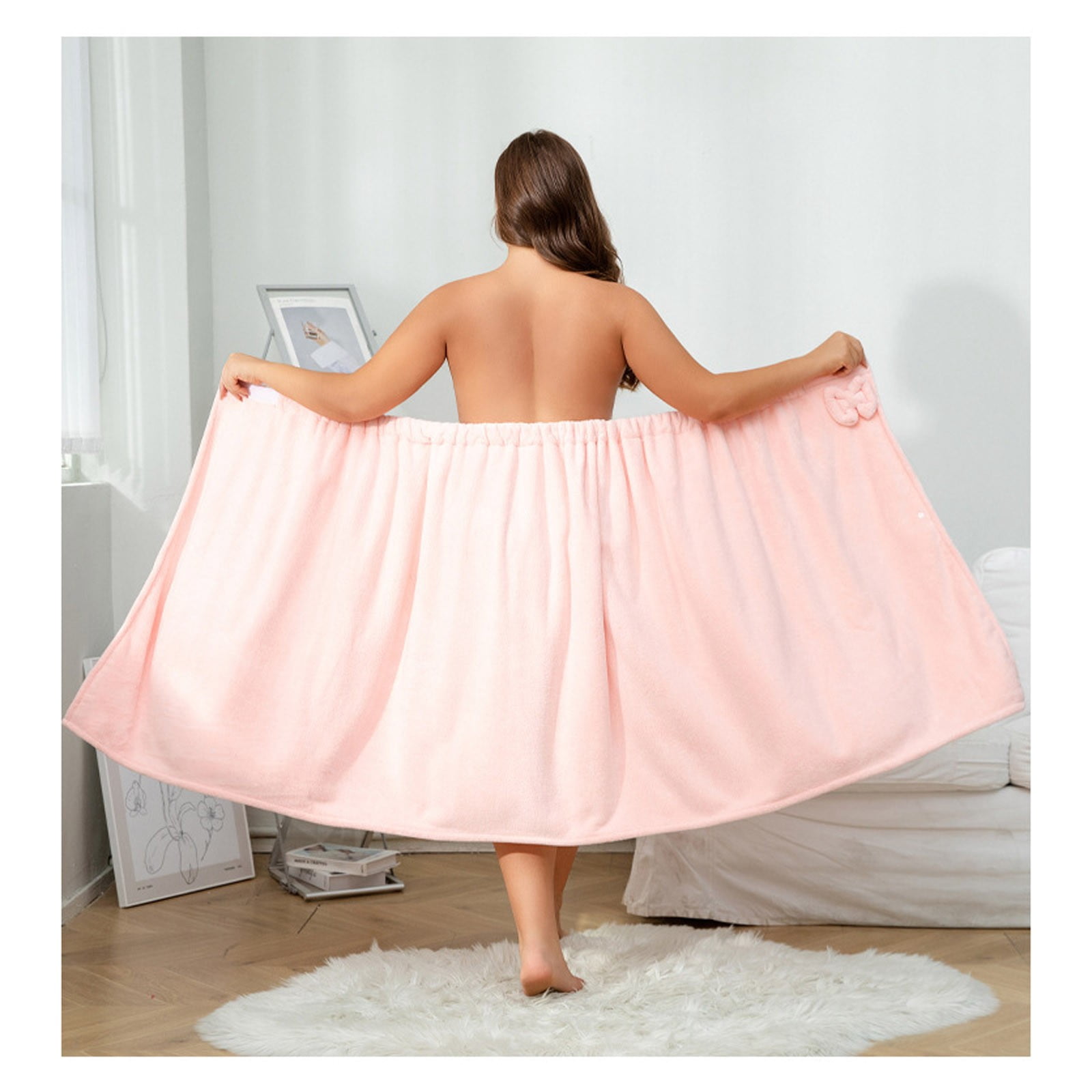 Plus Size Adjustable Oversized Wrap Bathrobe Set for Women with Hair Towel and Wearable Dress for Post-Bath Comfort