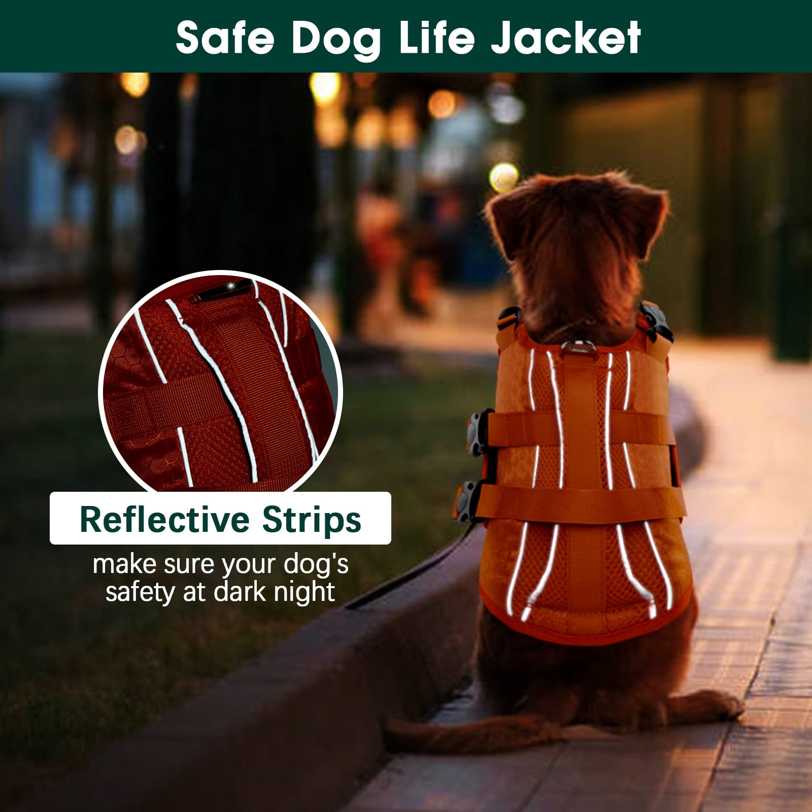 Kuoser Reflective Adjustable Dog Life Jacket for All Breed