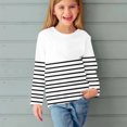 thumbnail image 5 of MeetoTime Girls Long Sleeve Shirts Striped Printed Crewneck Casual Loose Dressy Blouses Children's Pullover Undershirt 3-14 Years, 5 of 6