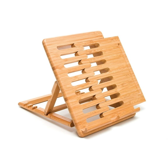 Lipper Bamboo Expandable iPad Stand - 2.4" x 8" x 10" x - Bamboo - 1 - Brown