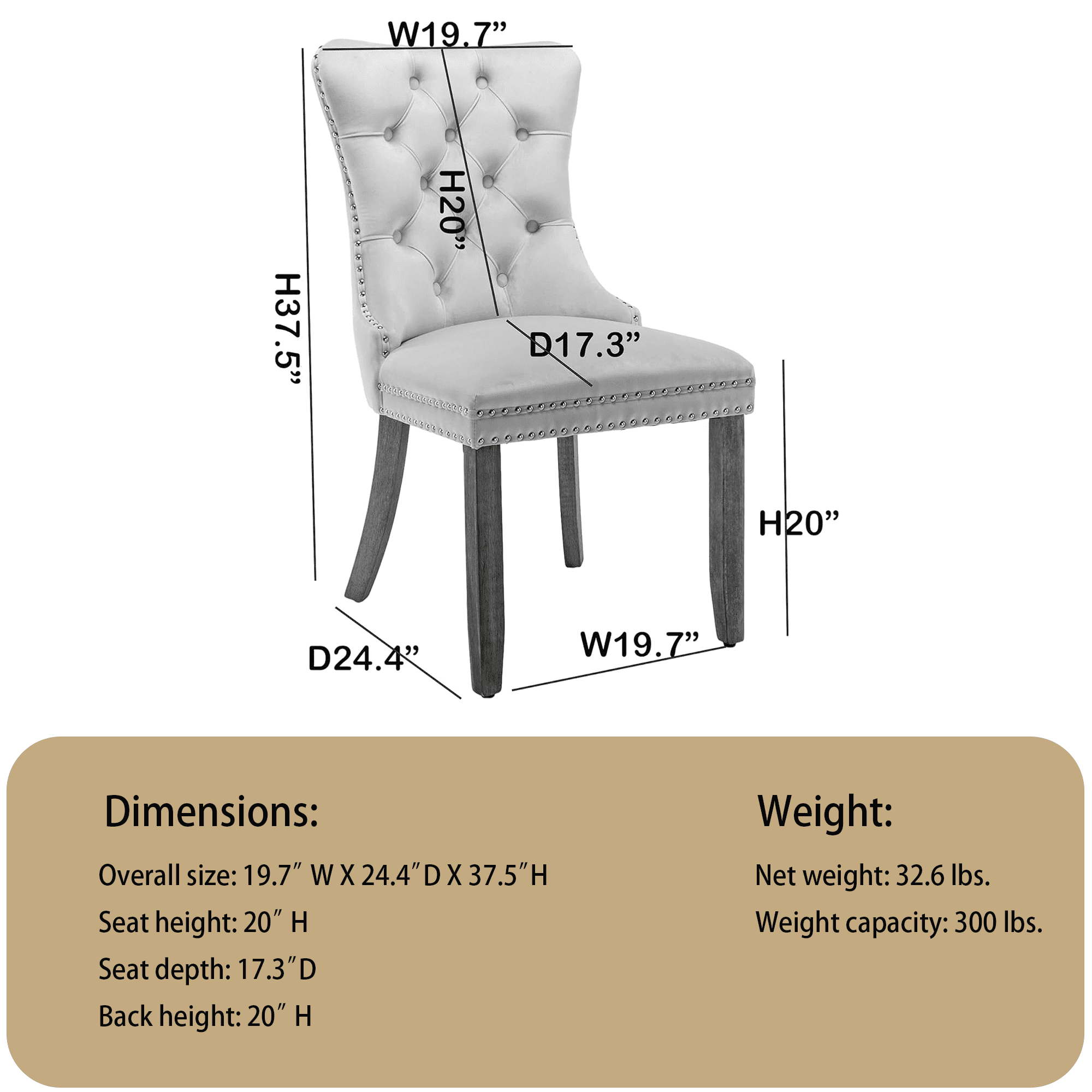 Velvet Tufted Dining Chairs Set of 6, Upholstered Accent Chairs with Solid Wood Frame for Kitchen & Dining Room