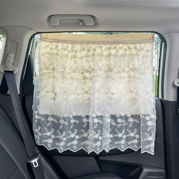 Pare-soleil de Fenêtre de Véhicule, avec Dentelle Brodée Florale, Écran de Fenêtre Latérale de Voiture, Visière en Maille de Coton, 60 x 50 cm, pour Protection Solaire, Réduction de l'Éblouissement et Intimité