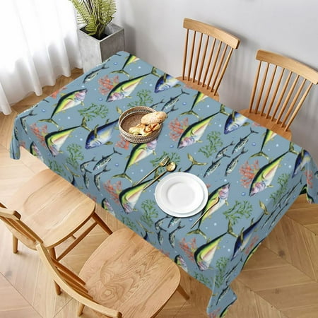 

Table Cloth Rectangle Table Various Wild Sea Fish Tablecloth 60 x 90 Inch Wrinkle Resistant Decorative Fabric Table Cover for Dining Party Indoor Outdoor