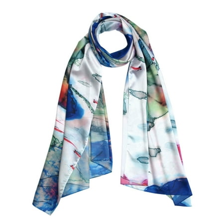 - TrendsBlue Premium 100% Pure Silk Floral Scenery Painting Scarf Shawl Wrap