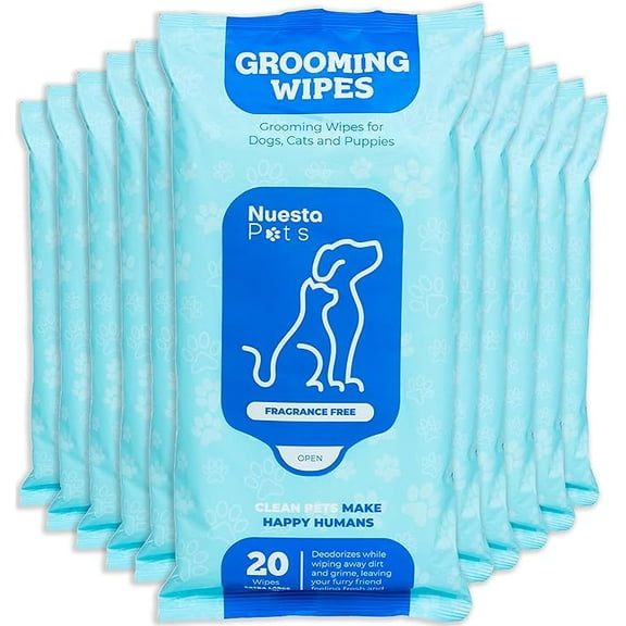 Nuesta XL Hypoallergenic Pet Wipes 240 Ct – Dog Grooming Wipes for Paws, Ears, Face & Bum with Aloe