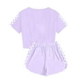 thumbnail image 5 of GXWEA Summer Clothes For Girls 10-12 Girls Summer Outfits Size 10-12 Kids Summer Sport T-Shirt And Shorts Set Plaid Print Clothing Sets Tracksuit 11-12 Years Purple, 5 of 5