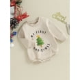 thumbnail image 3 of CIYCuIT Baby Girls Christmas Sweatshirt Romper Long Sleeve Christmas Tree Letter Print Bodysuit Newborn Loose Jumpsuit Daily Clothes 0-24 Months, 3 of 8