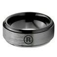 thumbnail image 2 of Tungsten Registered Trademark Symbol Band Ring 8mm Men Women Comfort Fit Black Step Bevel Edge Brushed Gray Polished, 2 of 4