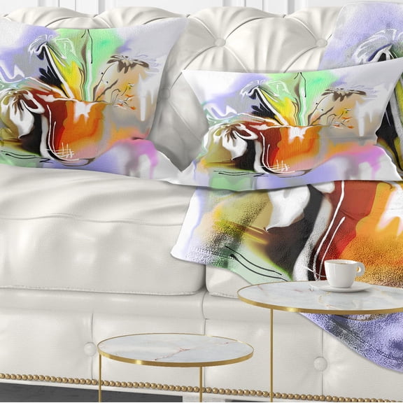 Designart Bouquet of Abstract Flowers - Floral Throw Pillow - 12x20