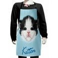 thumbnail image 1 of Cartoon Kids Apron, Portrait of Domestic Kitten Newborn Bicolor Furry Head Pink Wet Nose Artwork, Boys Girls Apron Bib with Adjustable Ties for Cooking Baking Painting, Black White Blue, by Ambesonne, 1 of 2